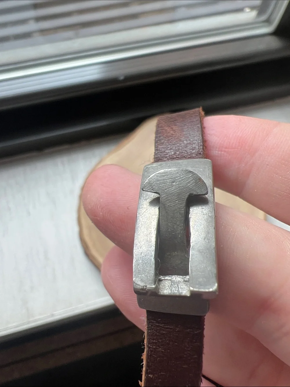 Men's Brown Leather Bracelet with Silver Metal Clasp